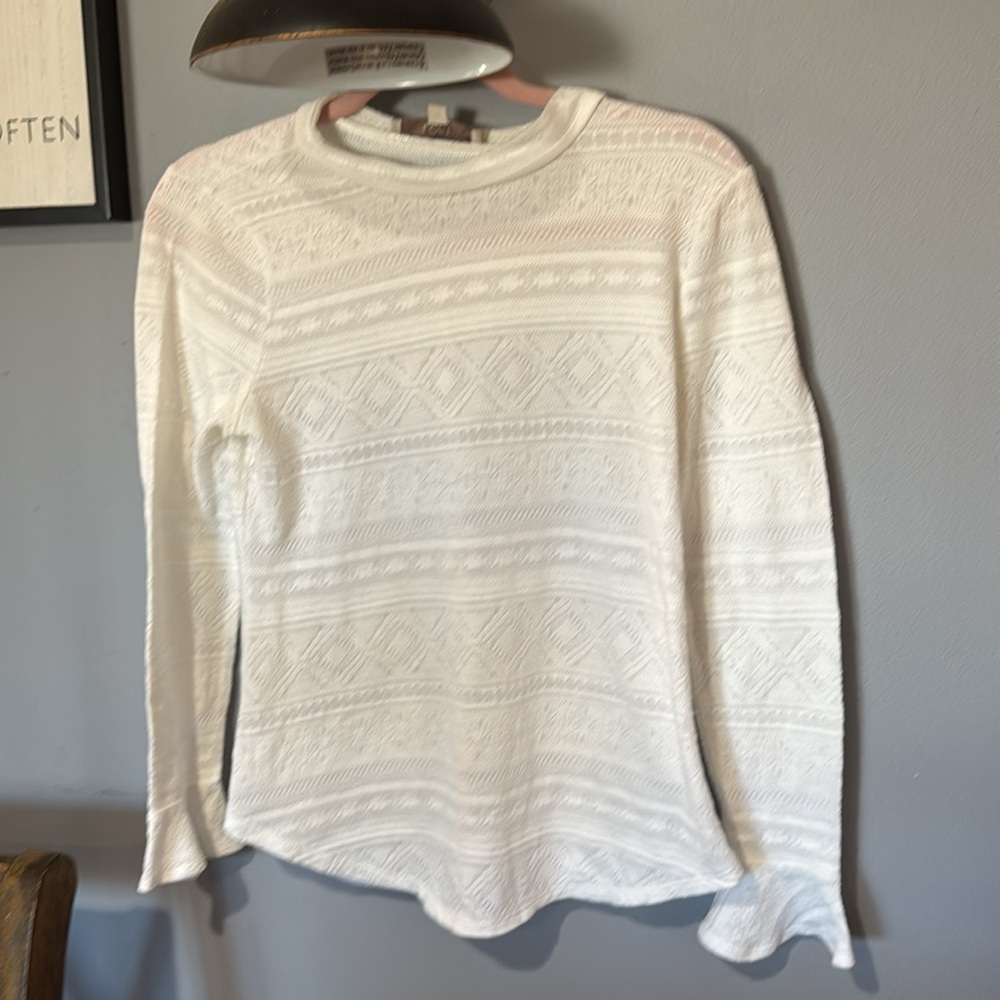 LOFT White Textured Top Size Small Petite